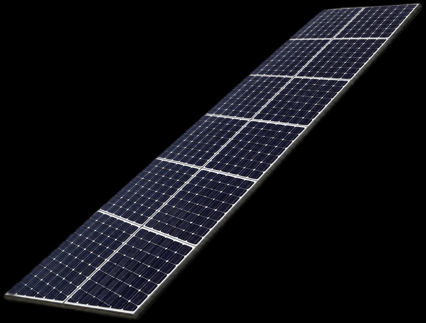 Freigestellte, schräg aufgeständerte Photovoltaik-Anlage